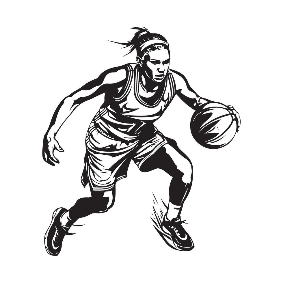 vrouw basketbal speler illustratie, ontwerp, beeld en silhouet vector