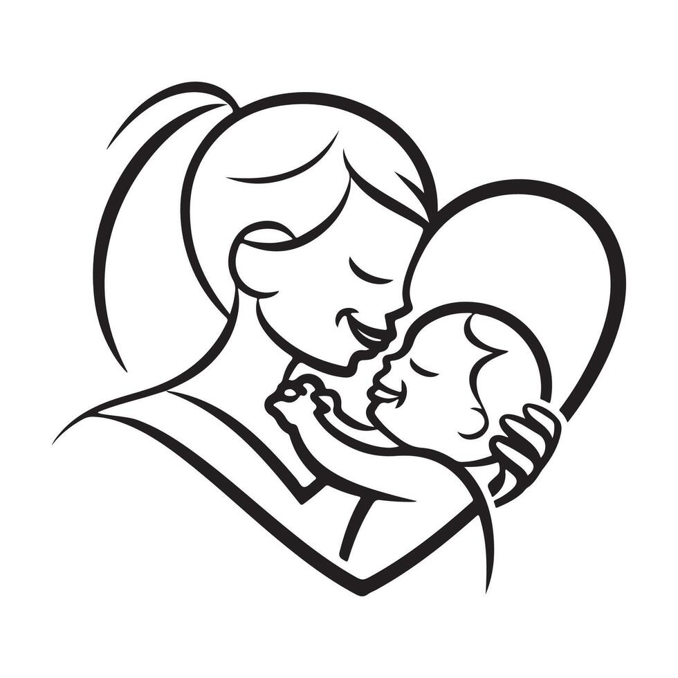mam en baby hart liefde logo sjabloon symbool beeld vector