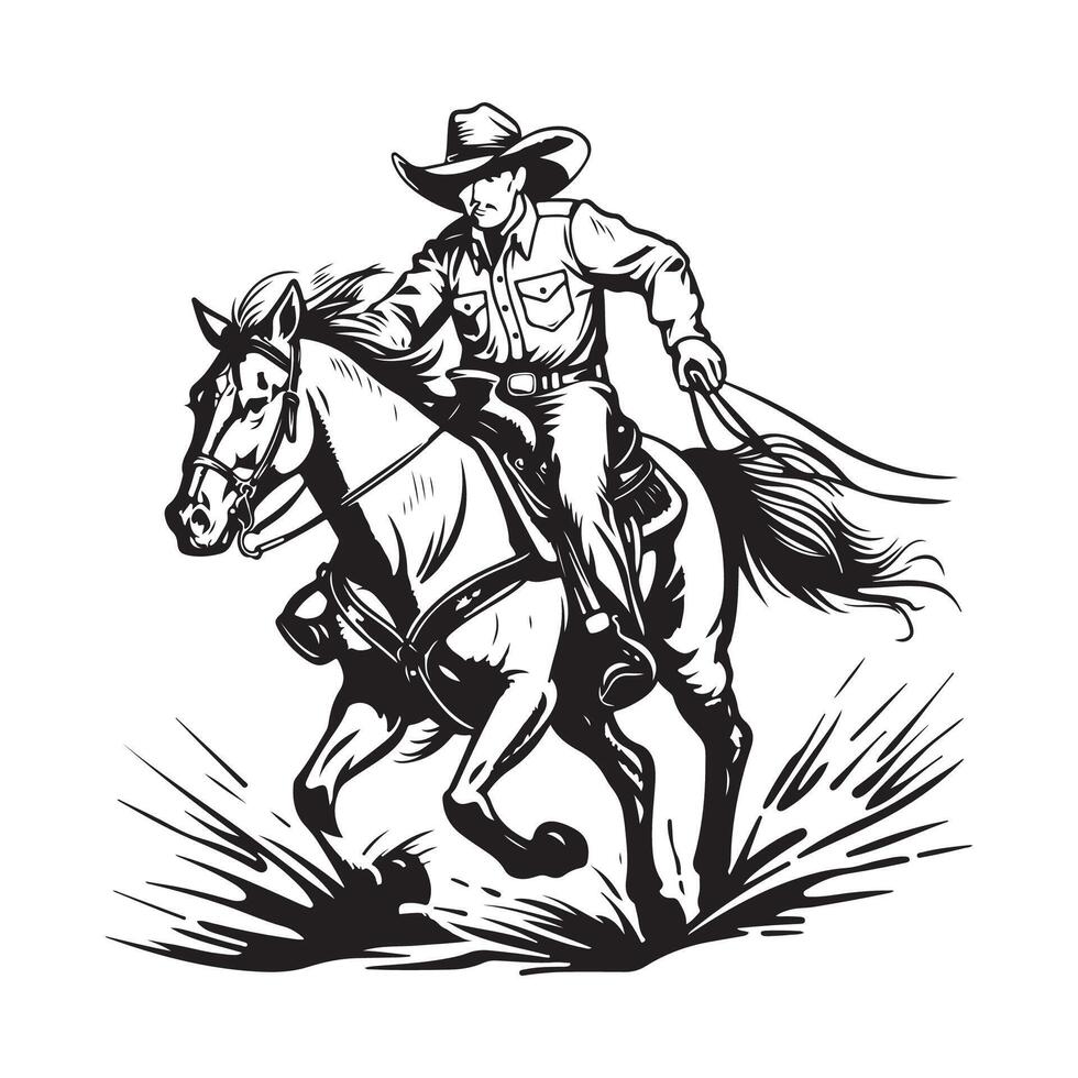 cowboy rijden paard, en kunst vector