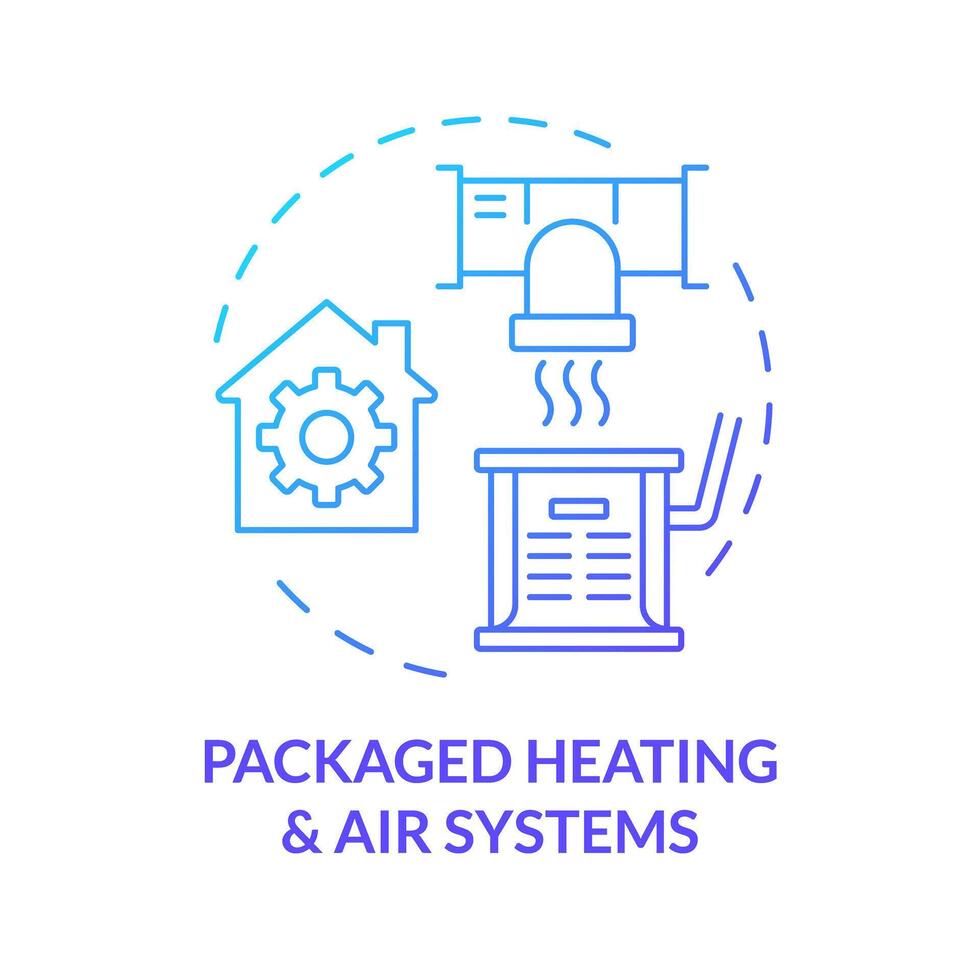 verpakt verwarming en lucht systemen blauw helling concept icoon. compact hvac oplossing. klimaat controle. ronde vorm lijn illustratie. abstract idee. grafisch ontwerp. gemakkelijk naar gebruik in promotionele materiaal vector