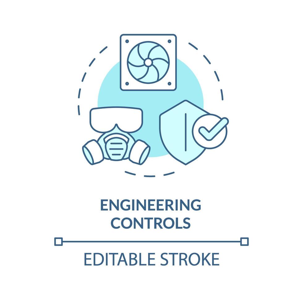 bouwkunde controles zacht blauw concept icoon. persoonlijk beschermend apparatuur. ventilatie systemen. ronde vorm lijn illustratie. abstract idee. grafisch ontwerp. gemakkelijk naar gebruik presentatie, artikel vector