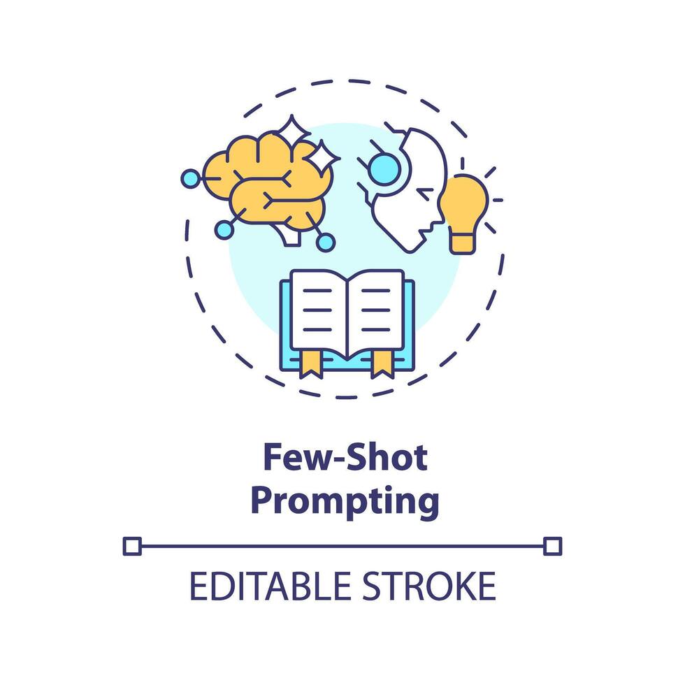weinig schot aansporing multi kleur concept icoon. prompt bouwkunde strategie. voorzien ai model- met voorbeelden. ronde vorm lijn illustratie. abstract idee. grafisch ontwerp. gemakkelijk naar gebruik in artikel vector