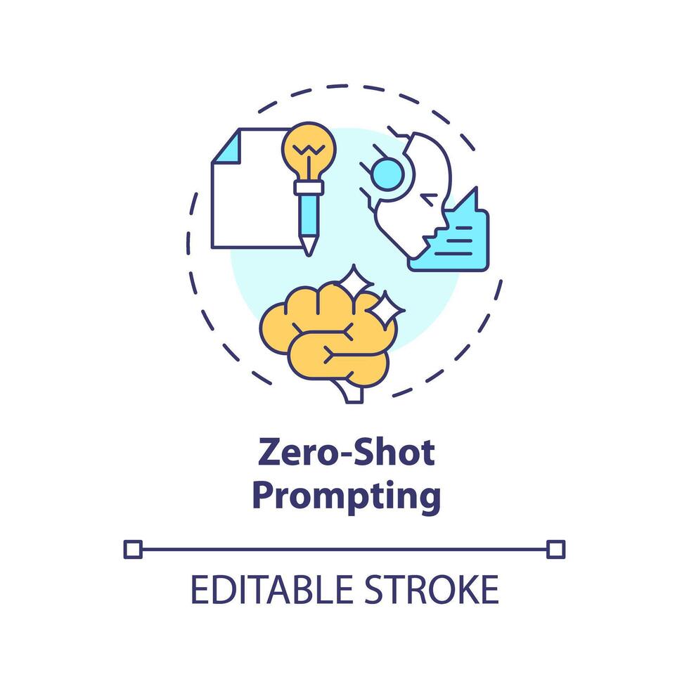 nul schot aansporing multi kleur concept icoon. prompt engineering. voorzien met Nee voorbeelden. gemakkelijk vragen. ronde vorm lijn illustratie. abstract idee. grafisch ontwerp. gemakkelijk naar gebruik in artikel vector