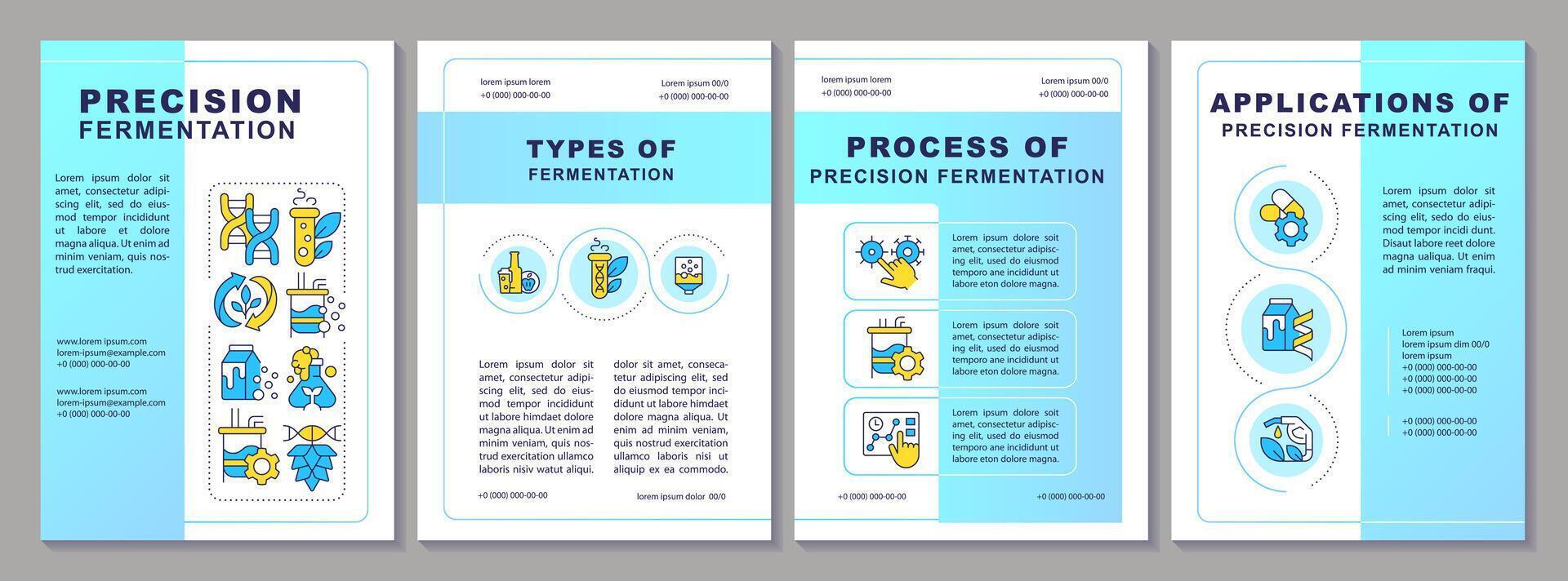 precisie fermentatie technologie brochure sjabloon. brochure ontwerp met lineair pictogrammen. bewerkbare 4 indelingen voor presentatie, jaar- rapporten vector