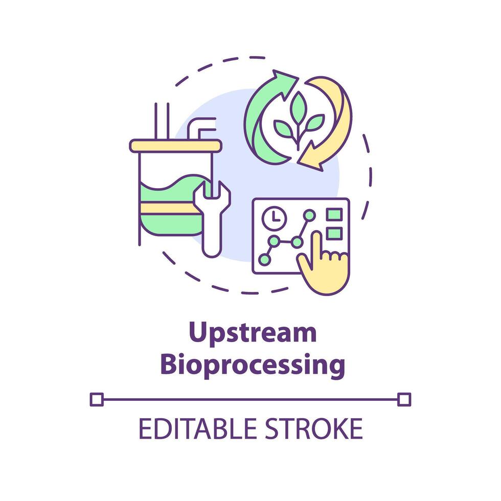 stroomopwaarts bioverwerking multi kleur concept icoon. selectief fokken, bioproces ontwikkeling. agrarisch conditie. ronde vorm lijn illustratie. abstract idee. grafisch ontwerp. gemakkelijk naar gebruik vector