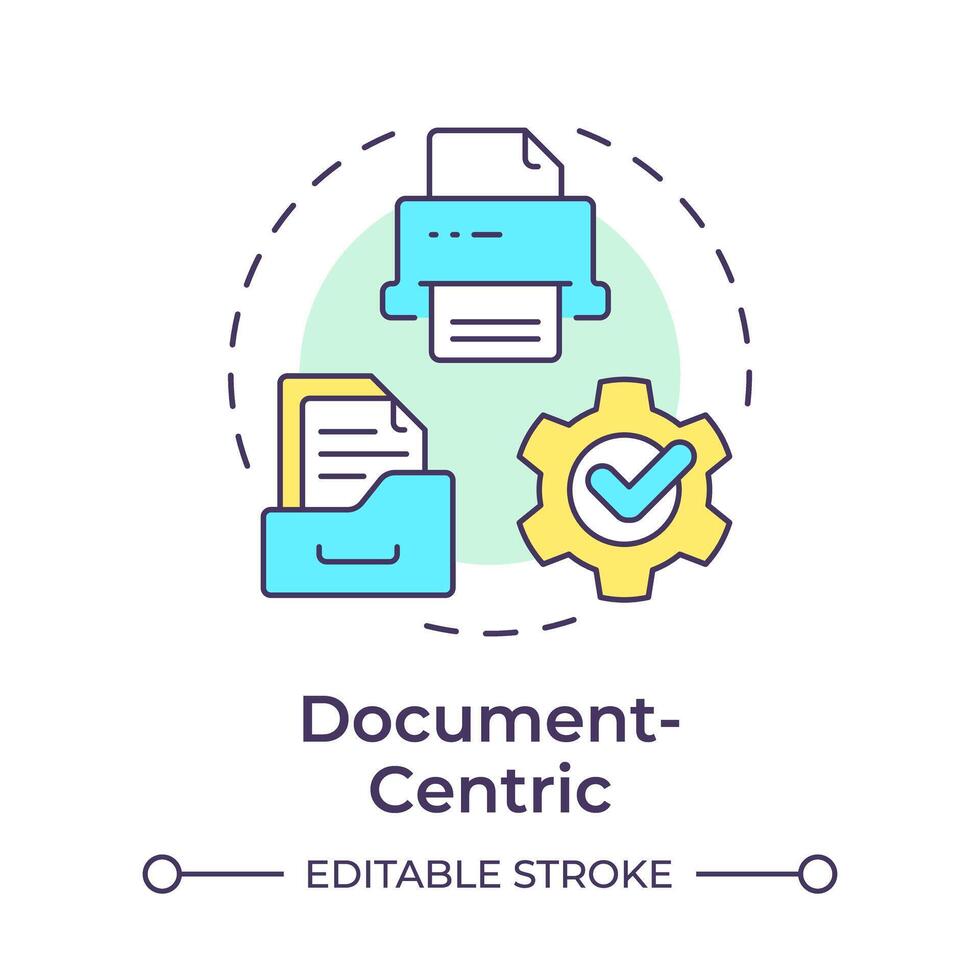 documentgericht multi kleur concept icoon. kantoor workflow organisatie. gegevens analyses. ronde vorm lijn illustratie. abstract idee. grafisch ontwerp. gemakkelijk naar gebruik in infografisch, artikel vector