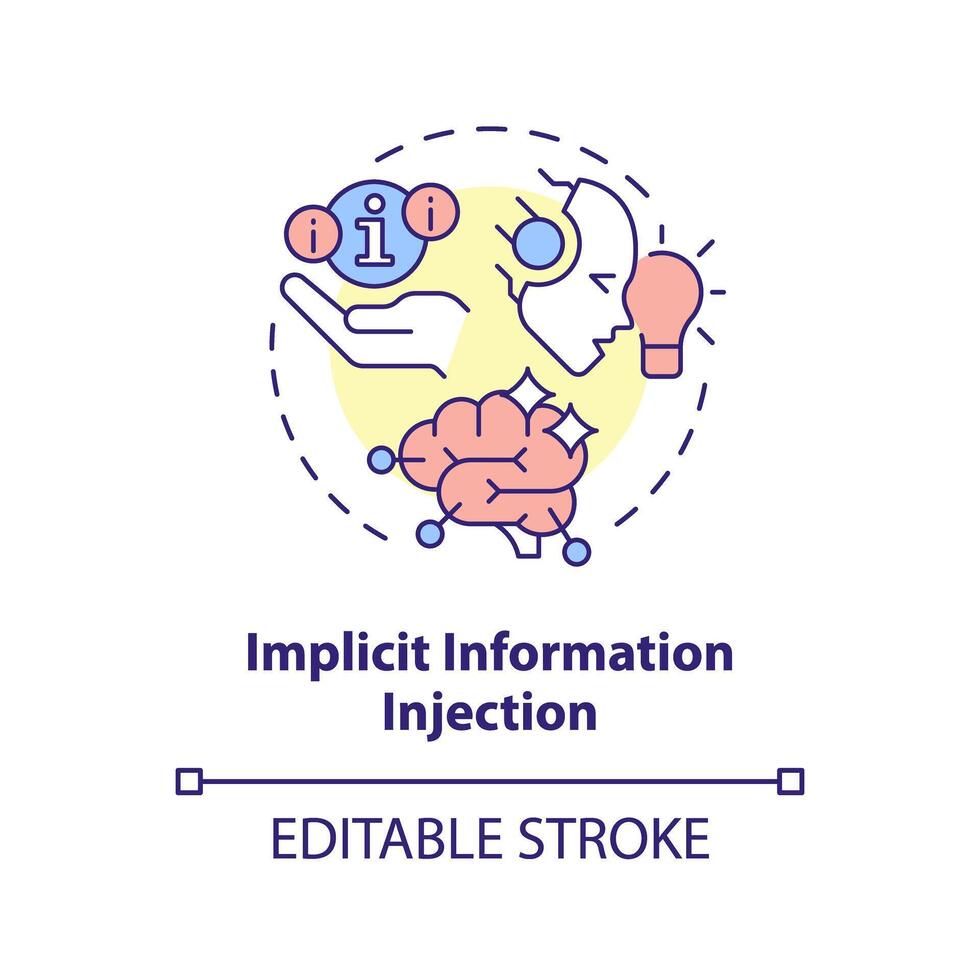 impliciet informatie injectie multi kleur concept icoon. prompt bouwkunde techniek. maken suggestie. ronde vorm lijn illustratie. abstract idee. grafisch ontwerp. gemakkelijk naar gebruik in artikel vector