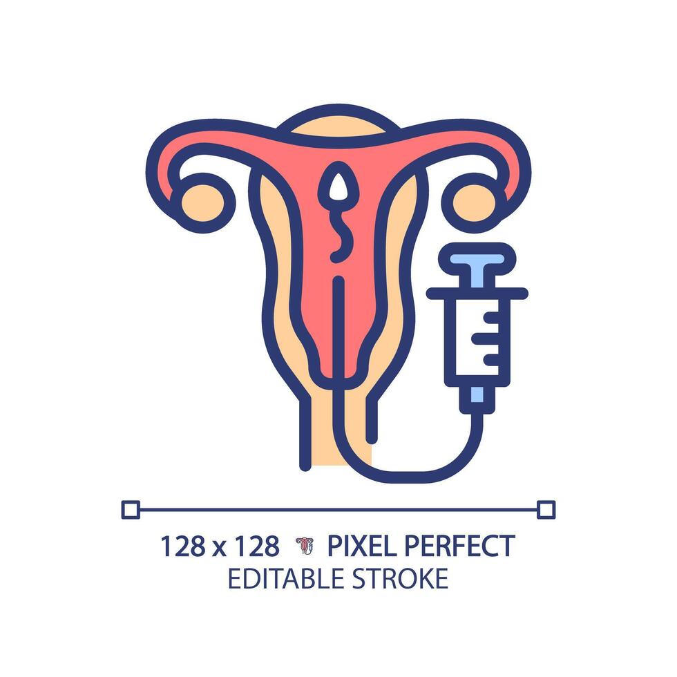 intra-uterien inseminatie rgb kleur icoon. kunstmatig impregnatie. voortplantings- technologieën. medisch bevruchting. geïsoleerd illustratie. gemakkelijk gevulde lijn tekening. bewerkbare beroerte vector