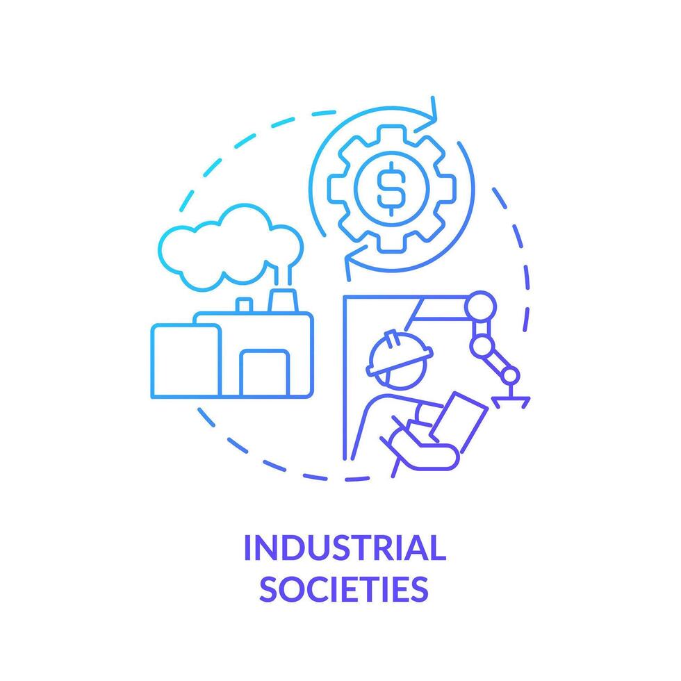 industrieel verenigingen blauw helling concept icoon. gebruik van technologie en machines. economisch ontwikkeling. ronde vorm lijn illustratie. abstract idee. grafisch ontwerp. gemakkelijk naar gebruik in artikel vector