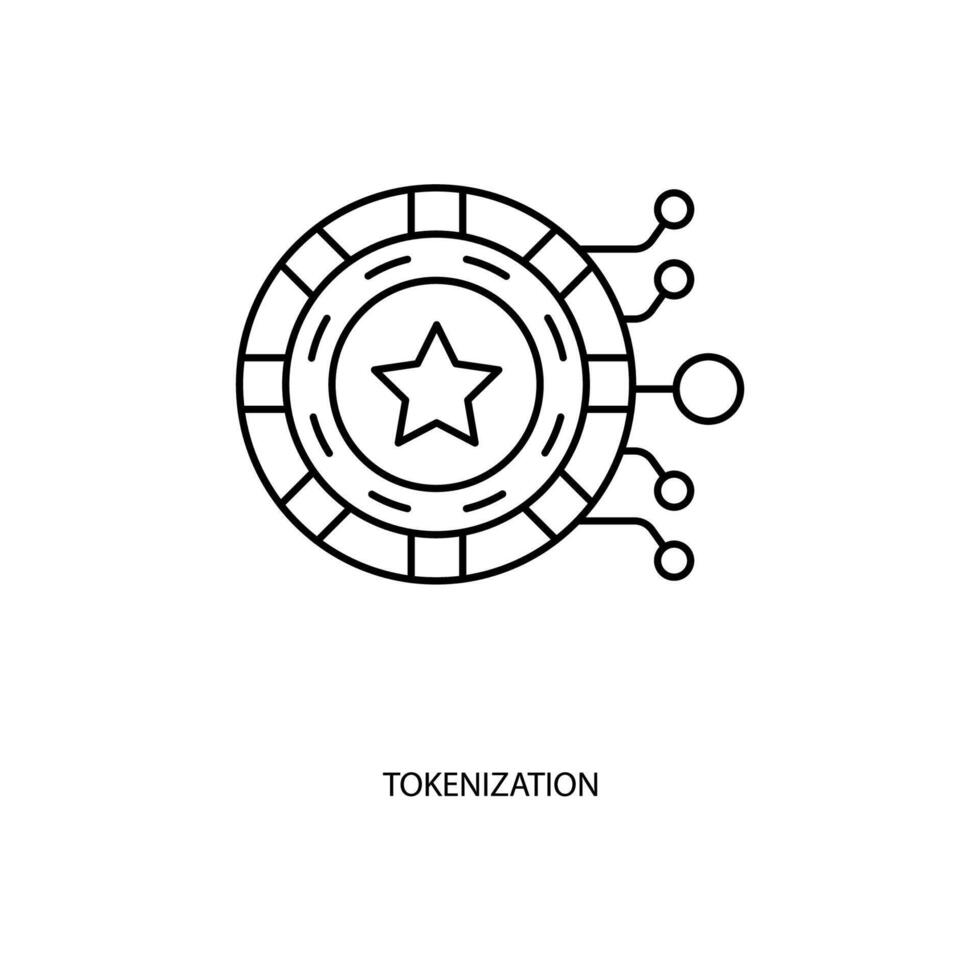 tokenisatie concept lijn icoon. gemakkelijk element illustratie. tokenisatie concept schets symbool ontwerp. vector