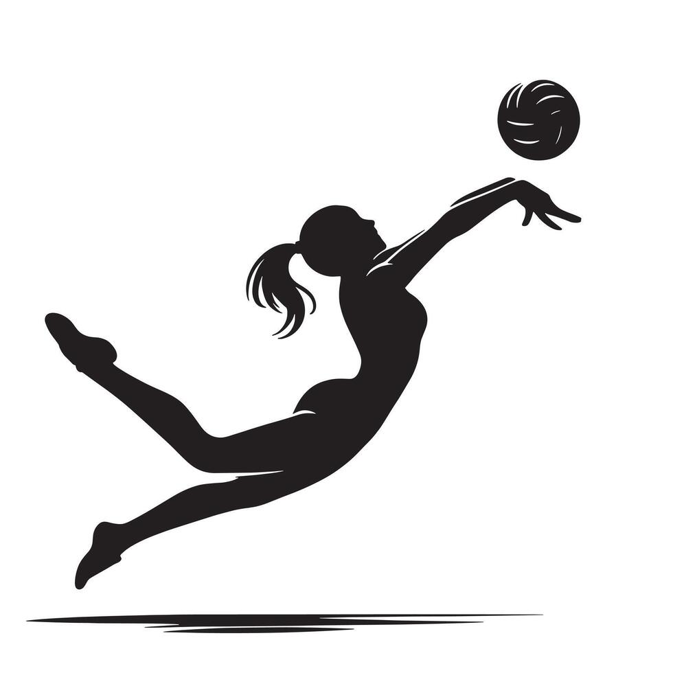 volleybal vrouw speler dynamisch houding in zwart en wit vector