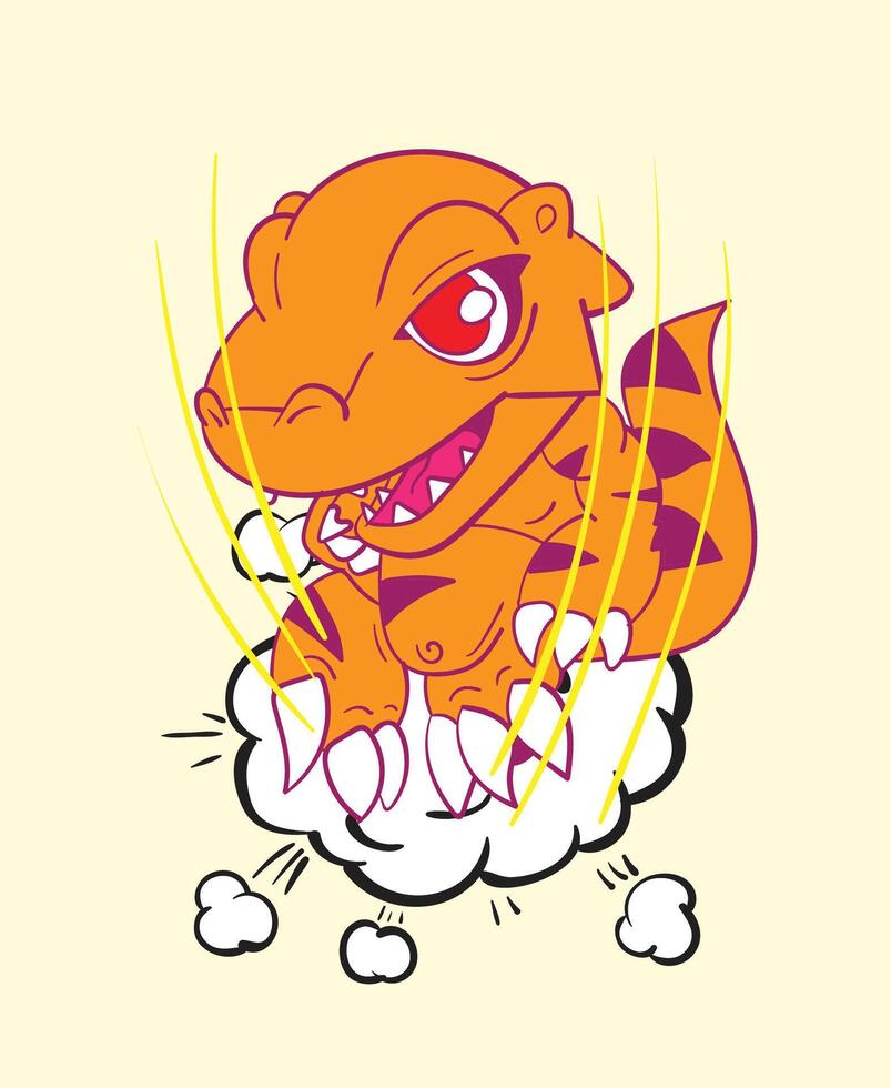 dinosaurus aanval illustratie ontwerp voor sukajan is gemeen Japan traditioneel kleding of t-shirt met digitaal hand- getrokken borduurwerk mannen t-shirts zomer gewoontjes kort mouw heup hop t overhemd streetwear vector