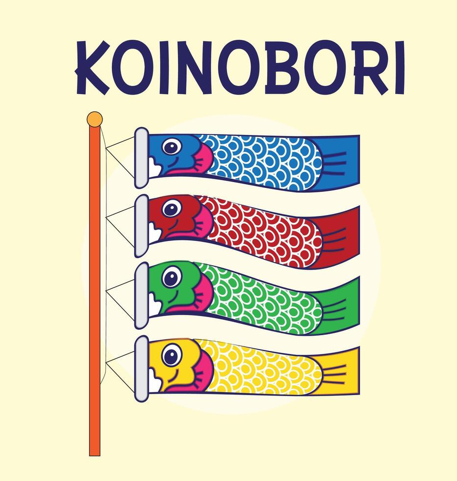 koinobori karper slingers Aan goud elementen achtergrond. Japans vertalen gouden week vakantie vector