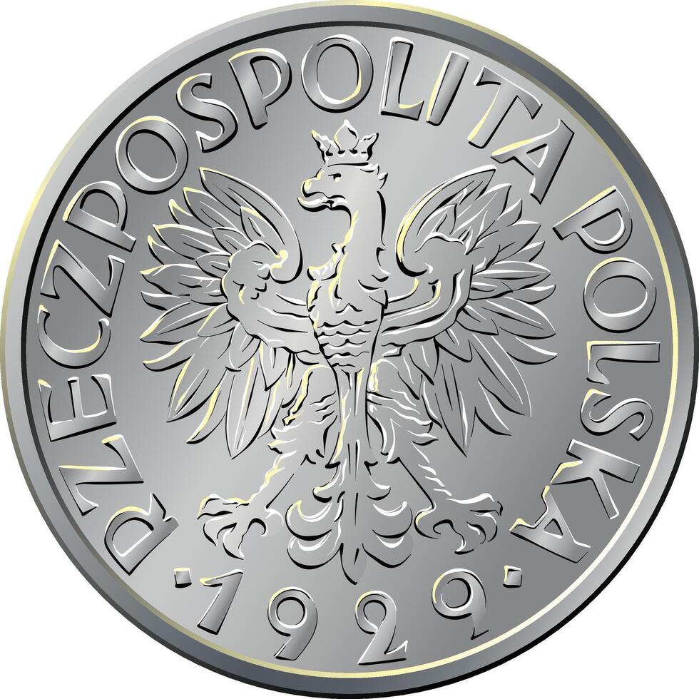 voorzijde Pools geld een zloty munt vector