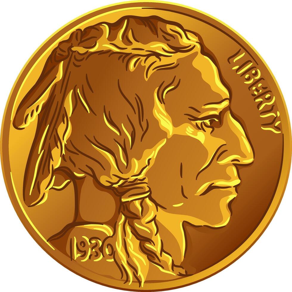 Amerikaans buffel goud munt vector
