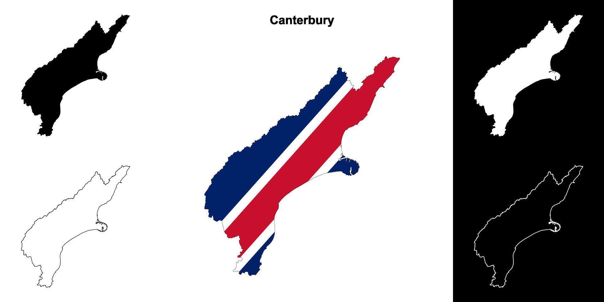 Canterbury blanco schets kaart reeks vector