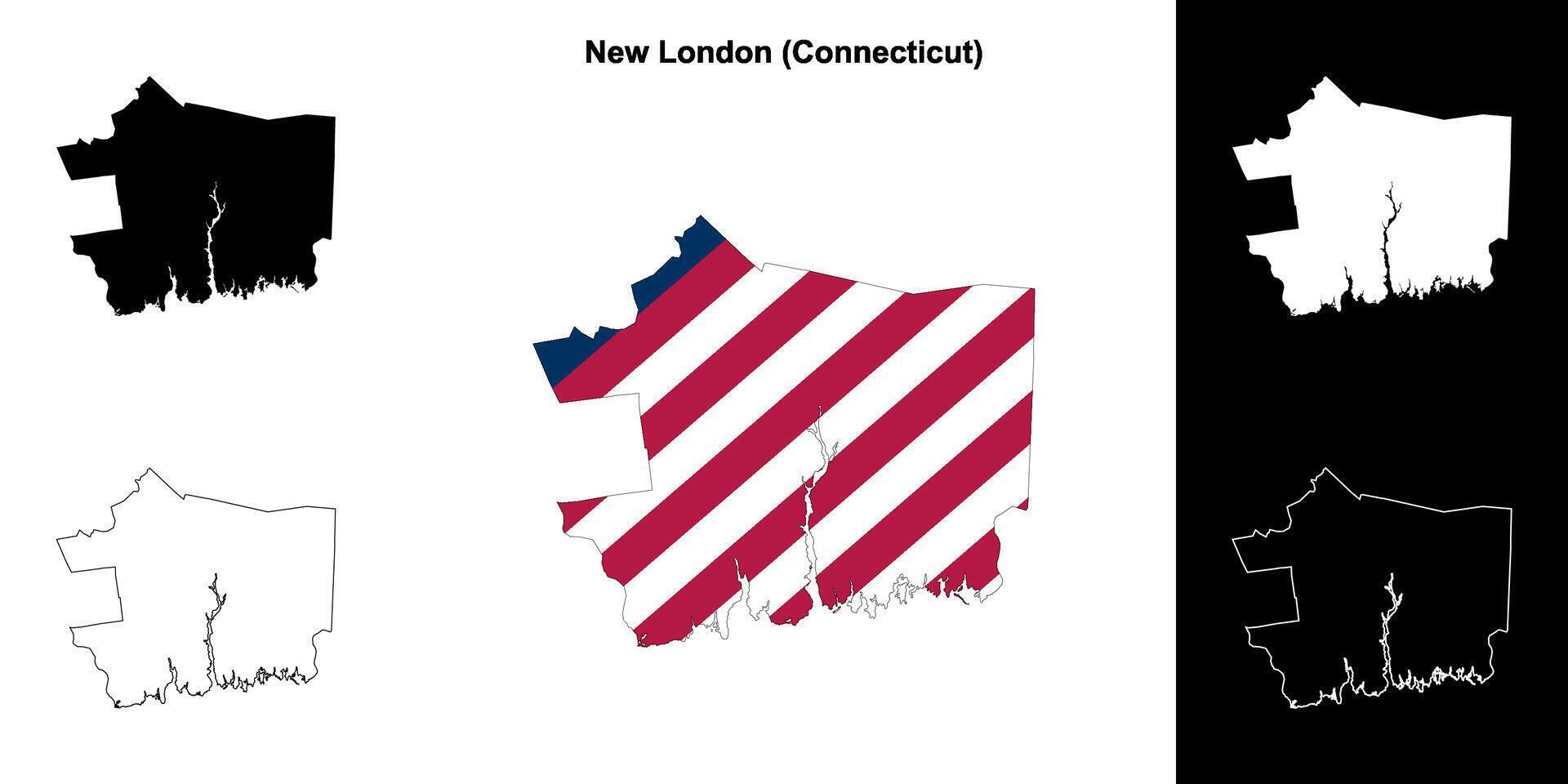 nieuw Londen district, Connecticut schets kaart reeks vector