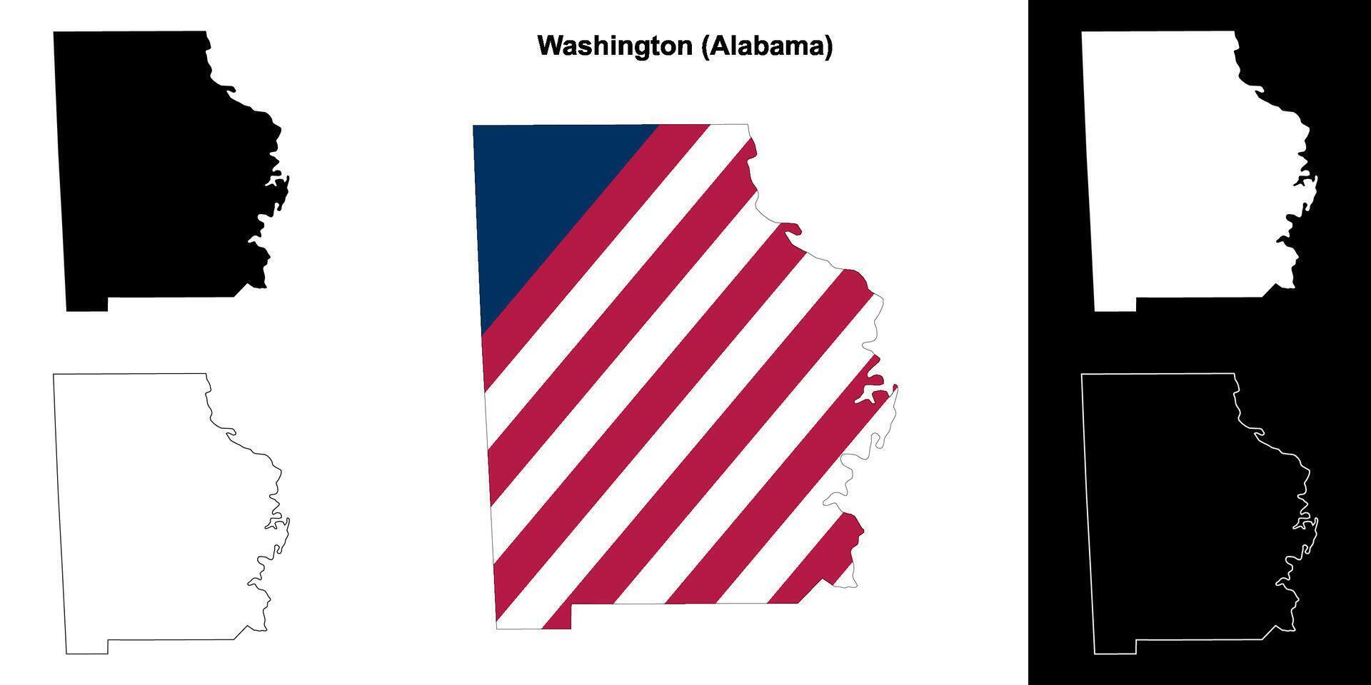 Washington district, Alabama schets kaart reeks vector