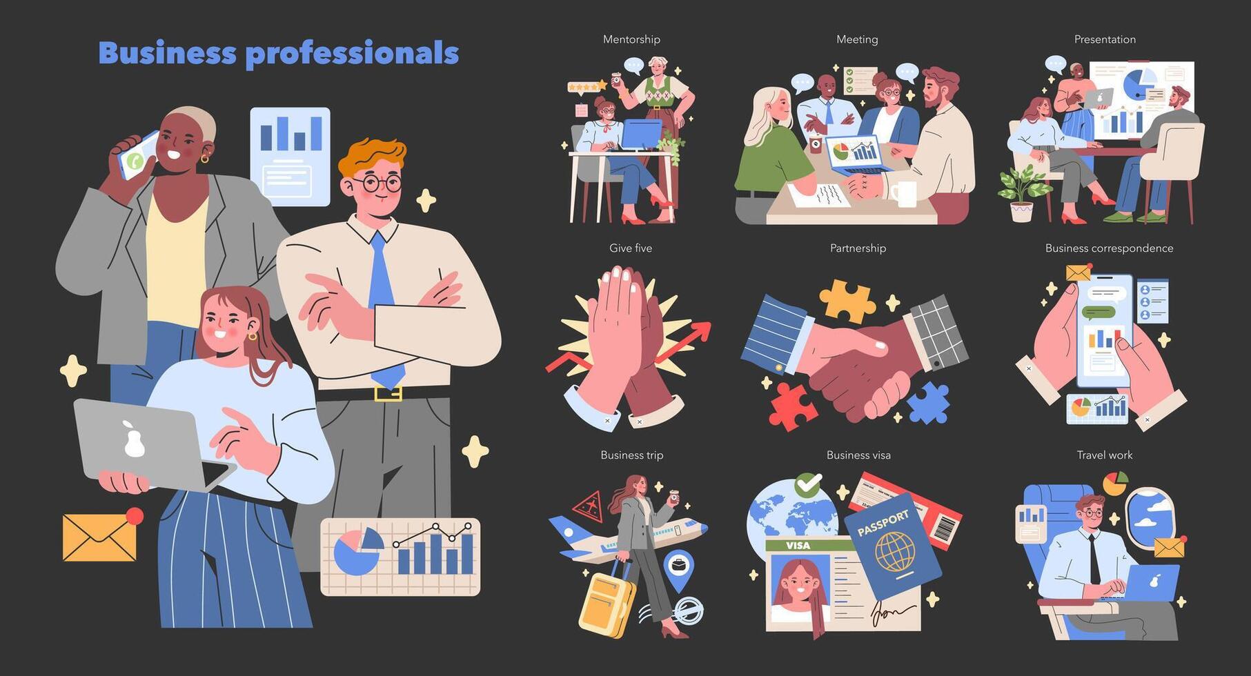 bedrijf professionals reeks illustratie vector