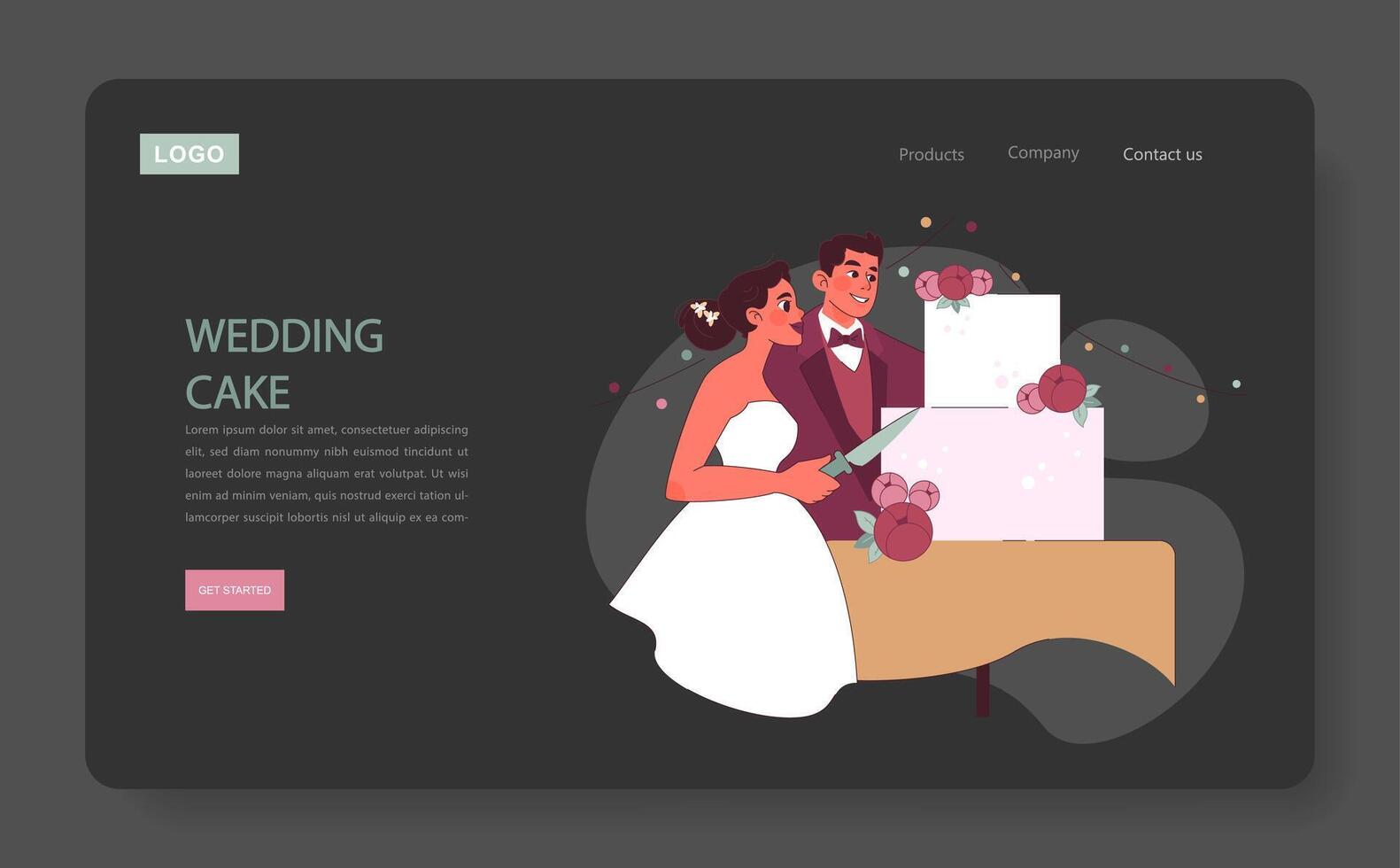bruiloft taart concept. vlak illustratie. vector