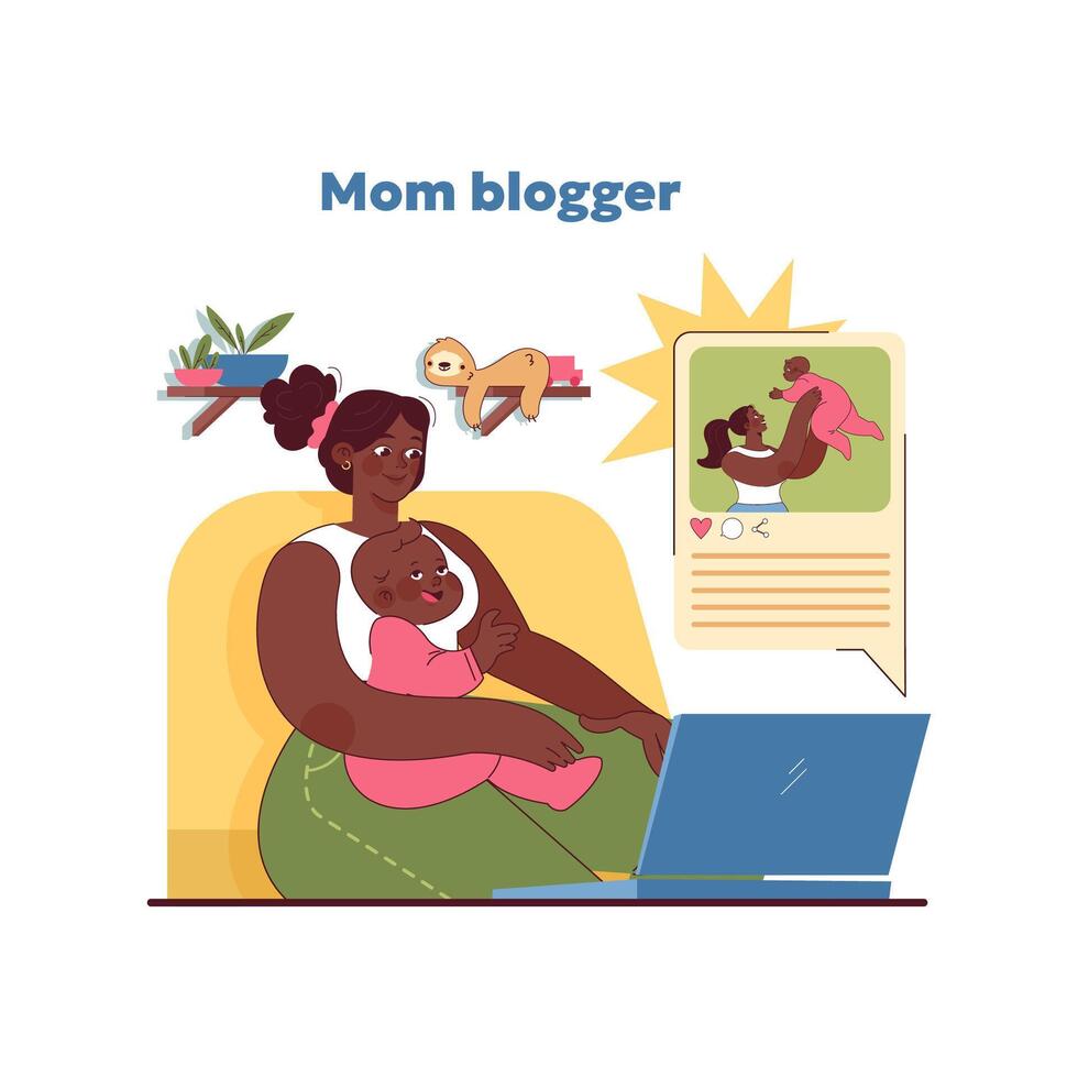 mam blogger concept. illustratie vector