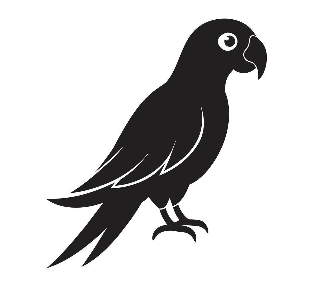 een silhouet papegaai zwart en wit logo klem kunst vector