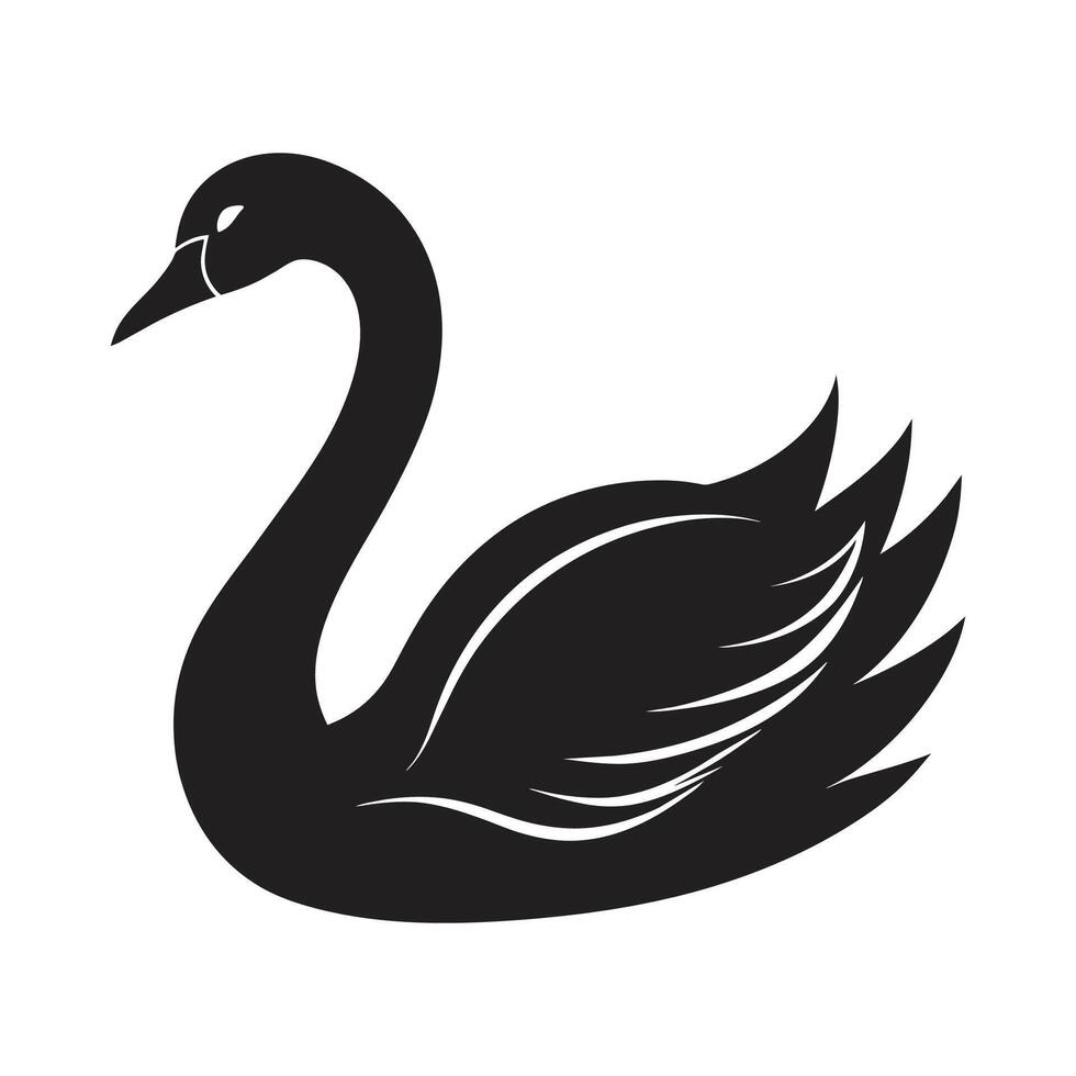 een silhouet zwaan zwart en wit logo klem kunst vector