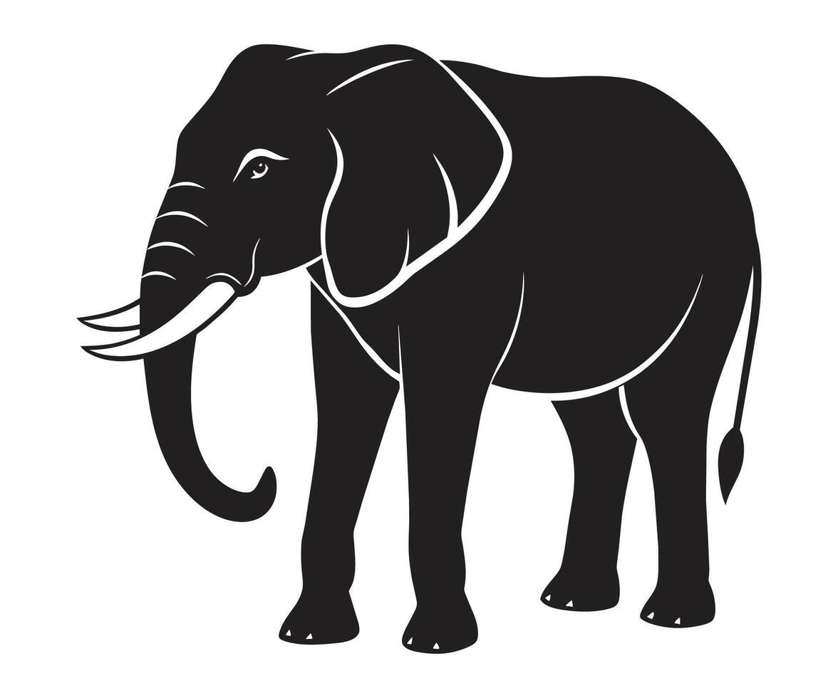 een silhouet olifant zwart en wit logo klem kunst vector