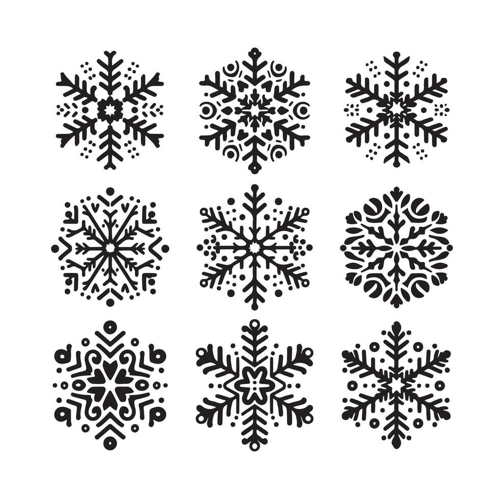 sneeuwvlokken verzameling icoon silhouet stijl element vector