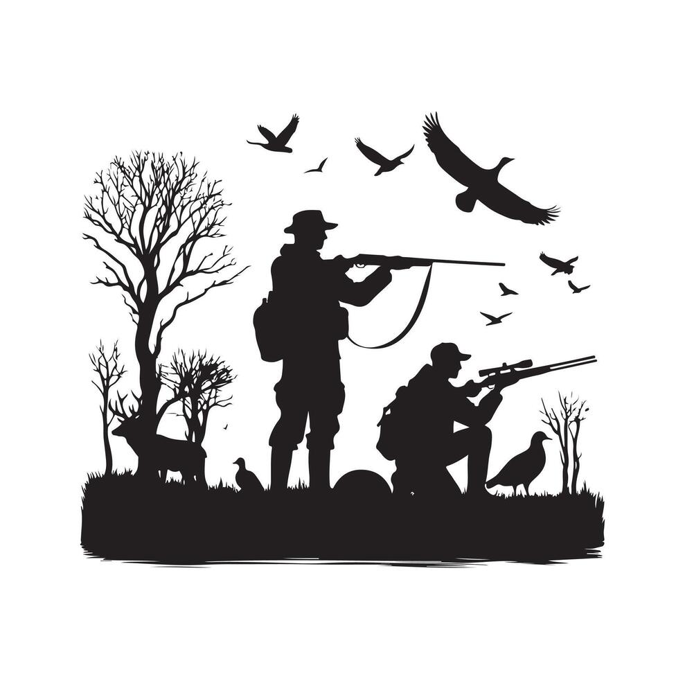 jacht- Mens silhouet illustratie vector