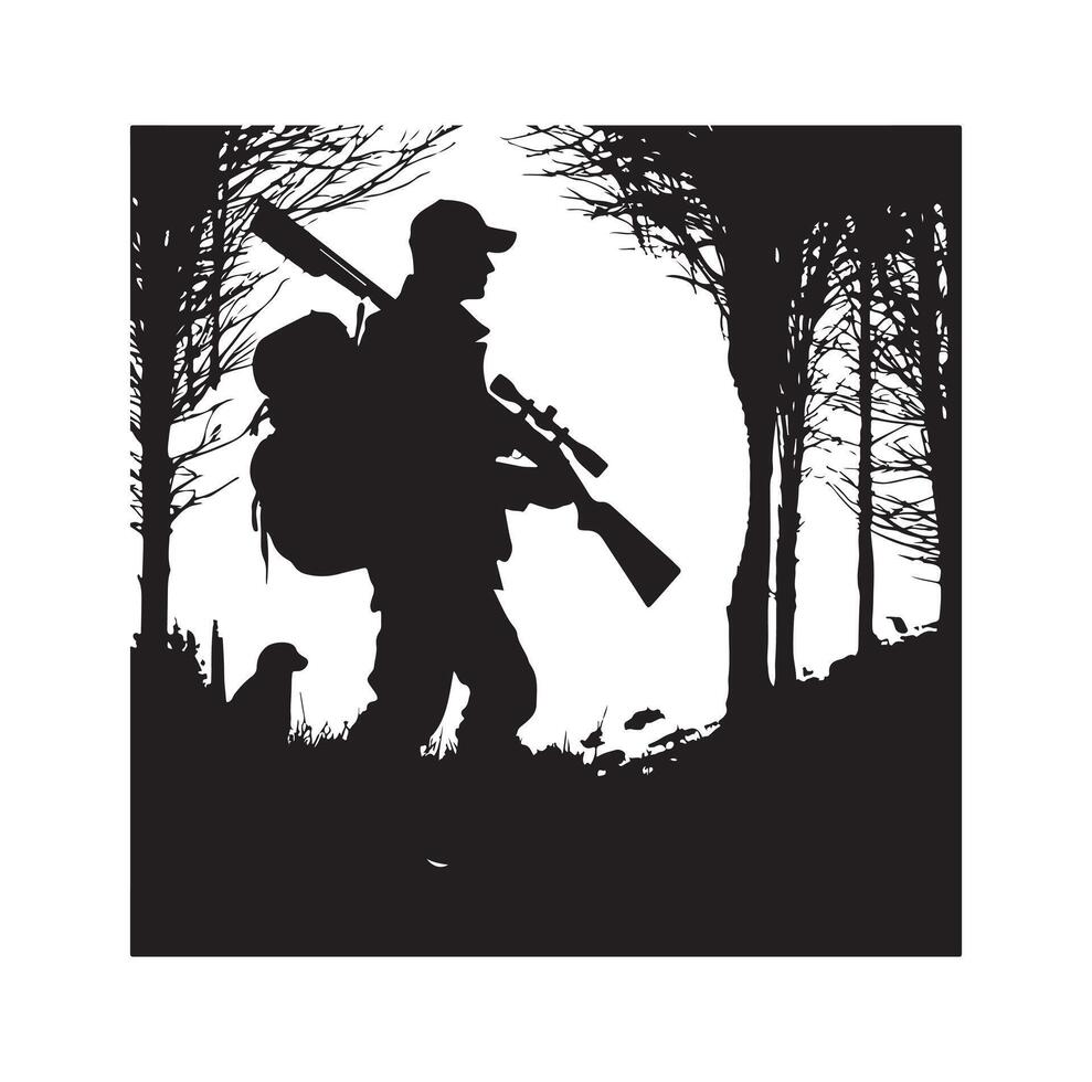 jacht- Mens silhouet illustratie vector