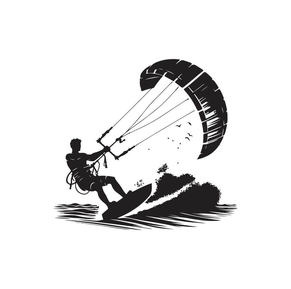 kitesurfen silhouet illustratie icoon vector