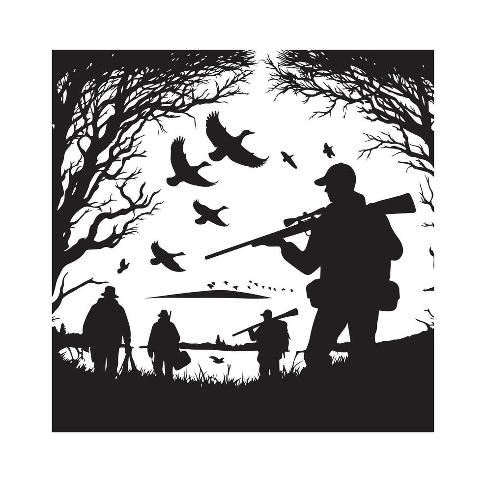 jacht- Mens silhouet illustratie vector