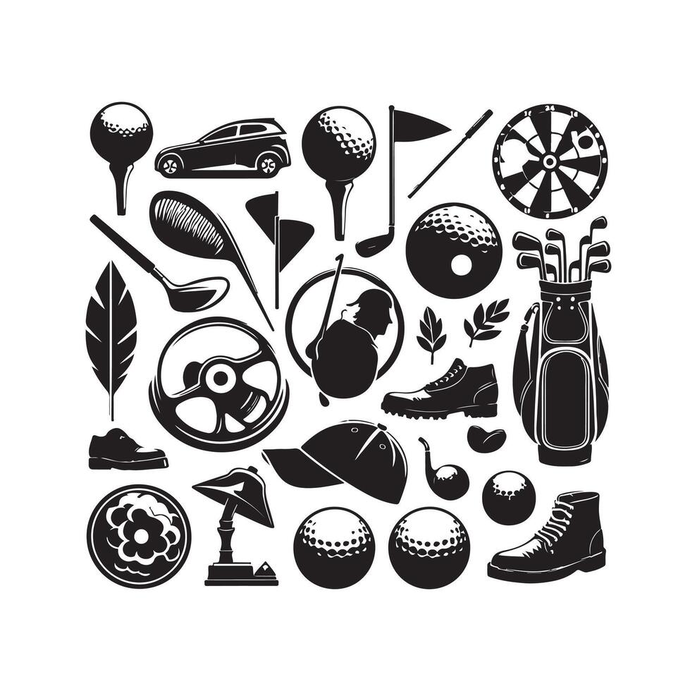 golf icoon verzameling illustratie silhouet stijl vector