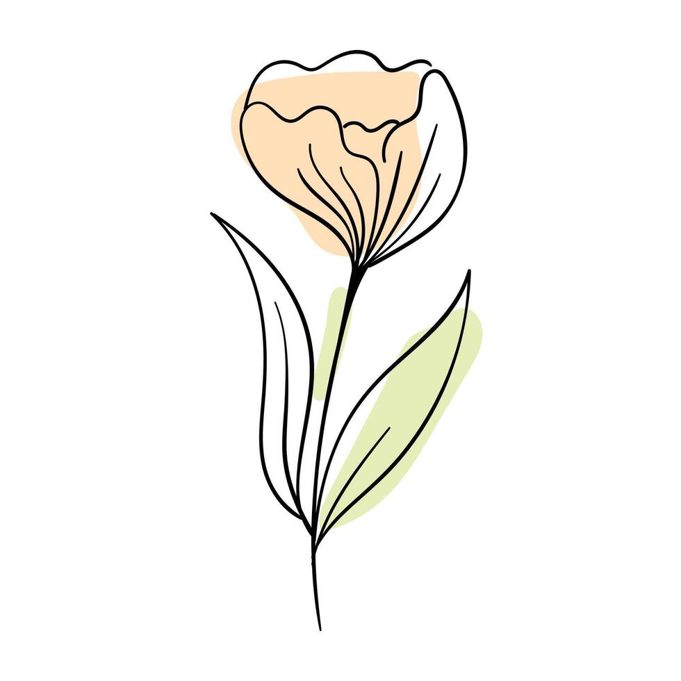 vlak gemakkelijk bloem schets illustratie vector