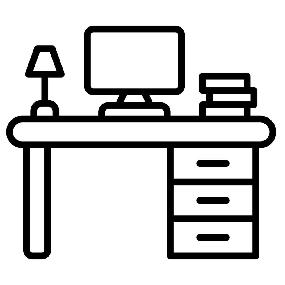 kantoor bureau icoon lijn illustratie vector