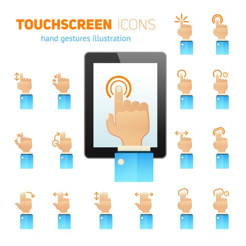 Pictogrammen voor touchscreen-bewegingen vector