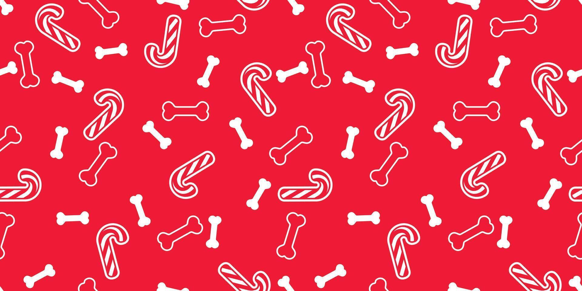 hond bot naadloos patroon Kerstmis snoep riet Frans bulldog puppy huisdier voetafdruk tekenfilm herhaling behang tegel achtergrond sjaal geïsoleerd illustratie tekening ontwerp vector