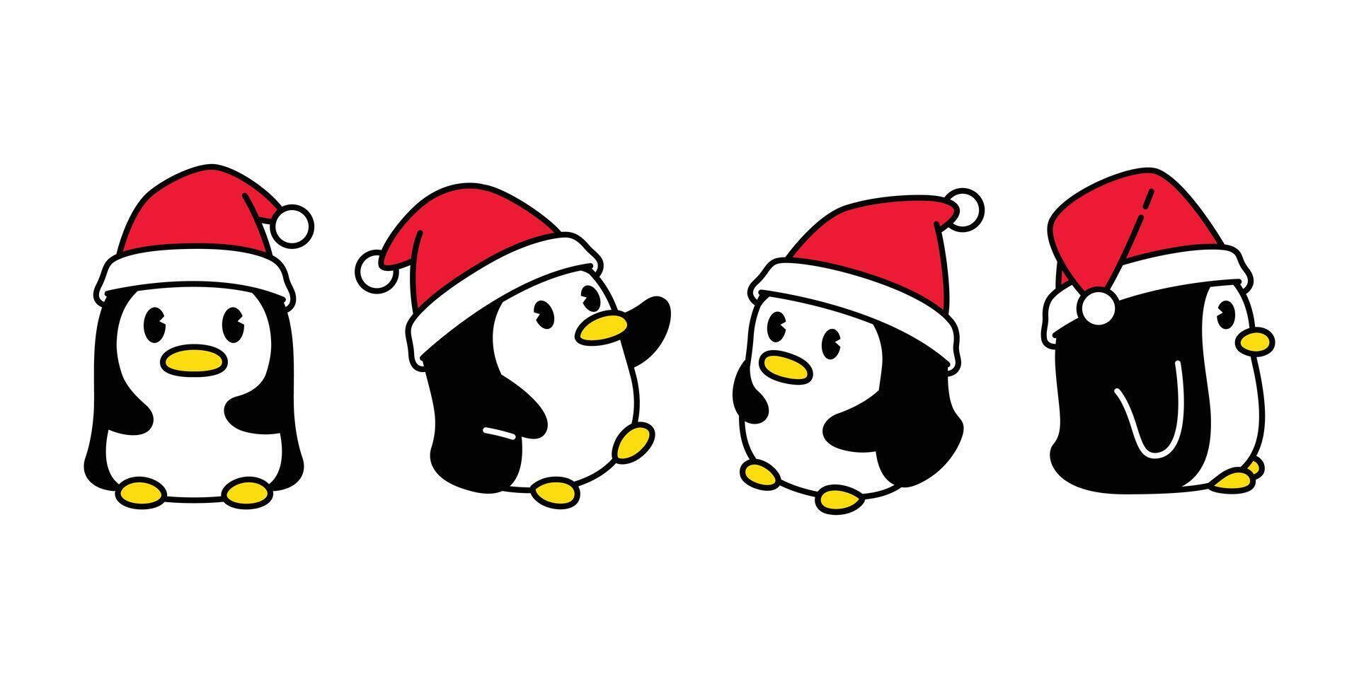 pinguïn Kerstmis de kerstman claus hoed vogel icoon tekenfilm karakter logo illustratie symbool tekening grafisch ontwerp vector