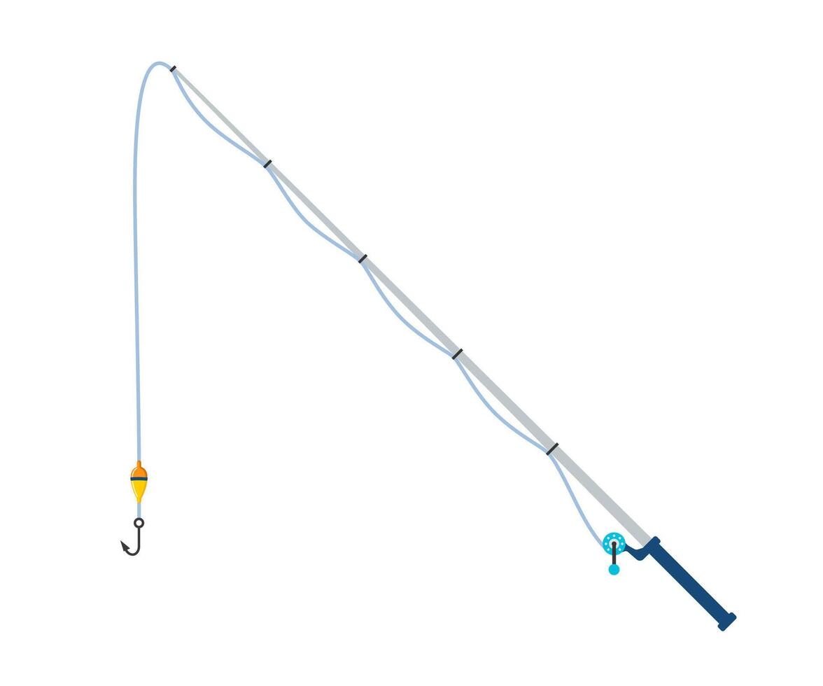 visvangst hengel met visvangst lijn, haspel, haak en vlot. visvangst apparatuur. gereedschap voor recreatief sport. illustratie. vector