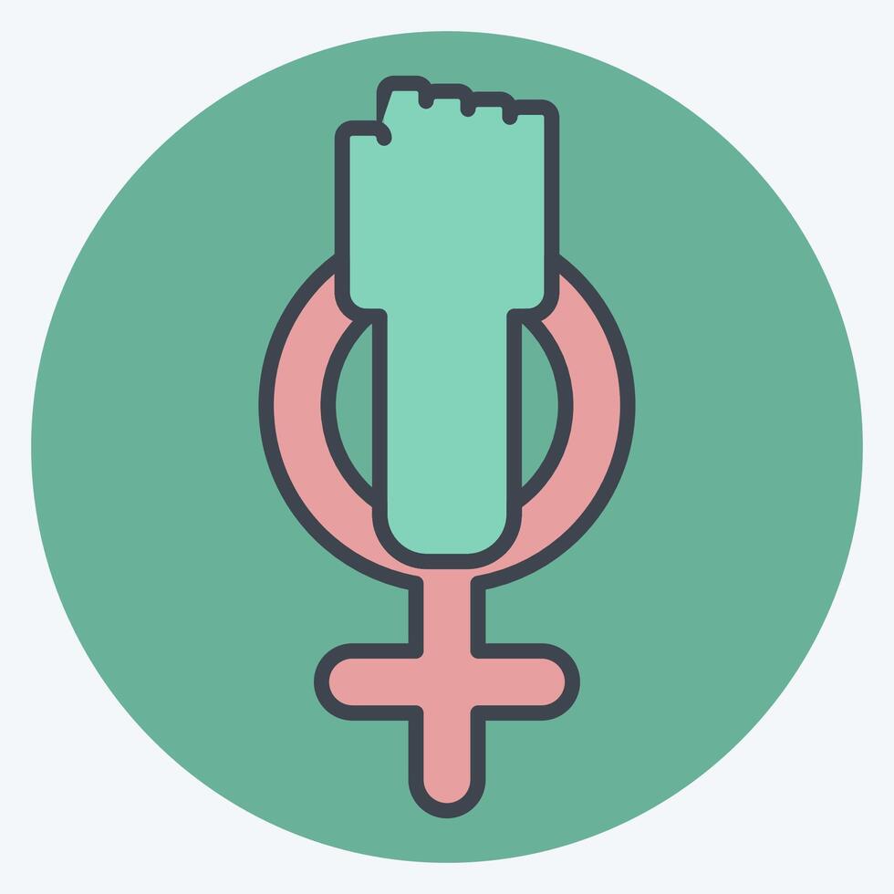icoon feminisme. verwant naar vrouw dag symbool. kleur maat stijl. gemakkelijk ontwerp illustratie vector