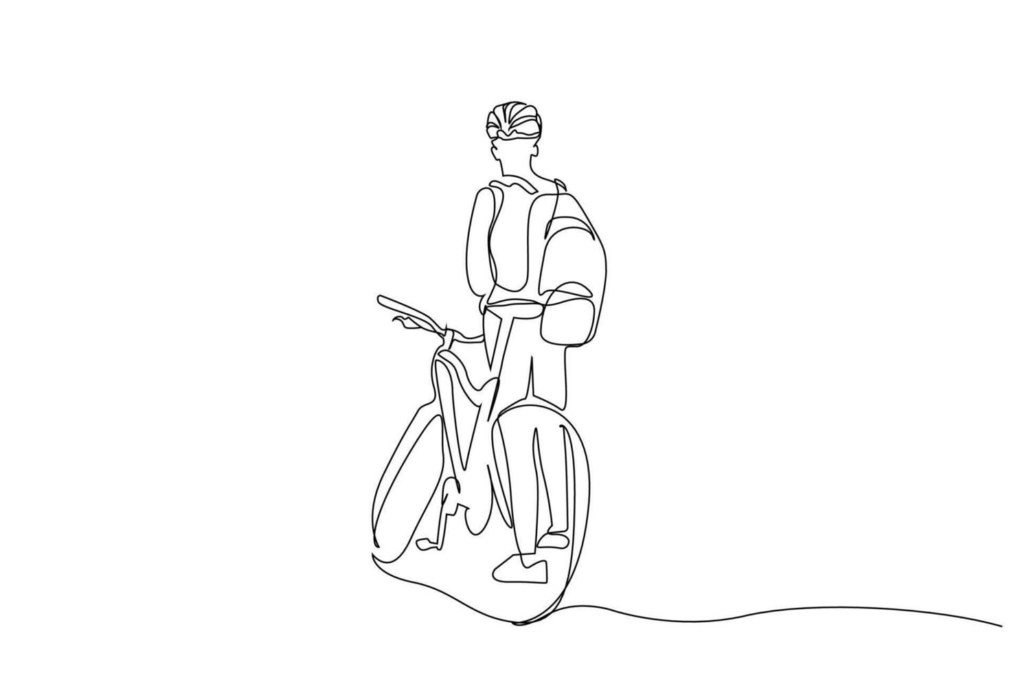 menselijk persoon mannetje fiets werkzaamheid sport pret ras buitenshuis een lijn kunst ontwerp vector