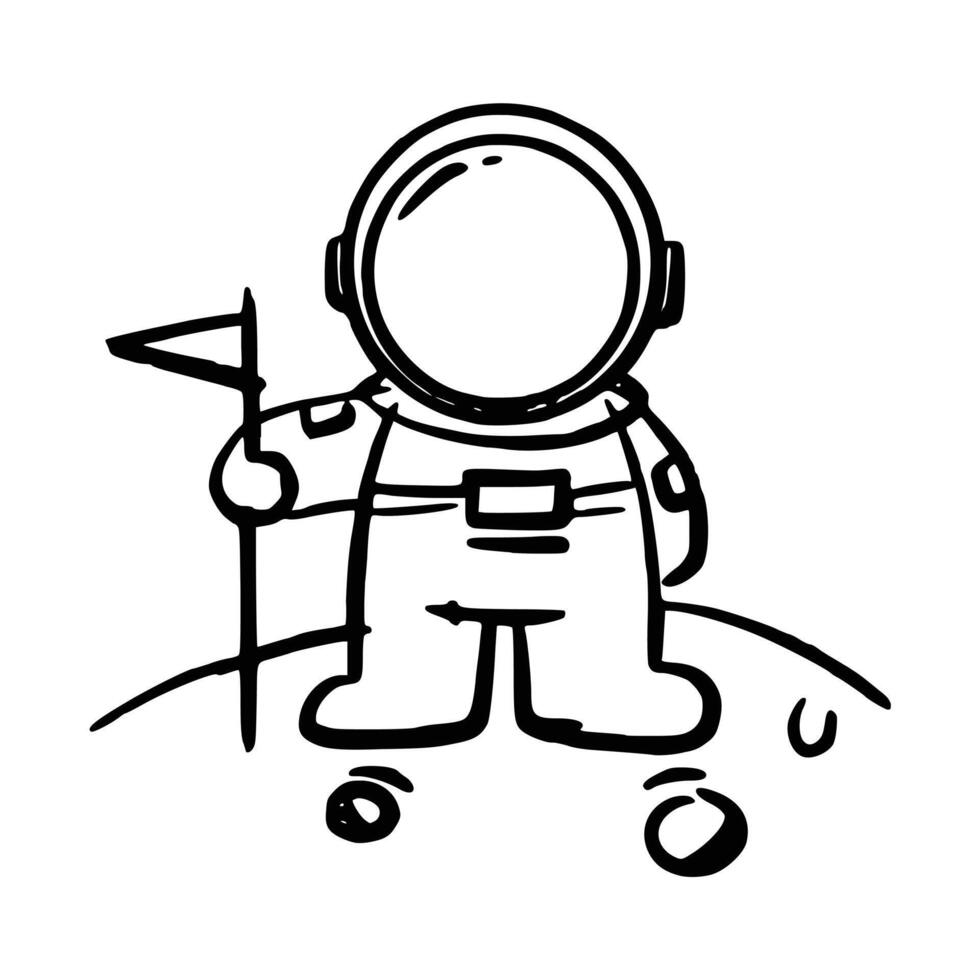 tekening astronauten land- Aan de maan vector
