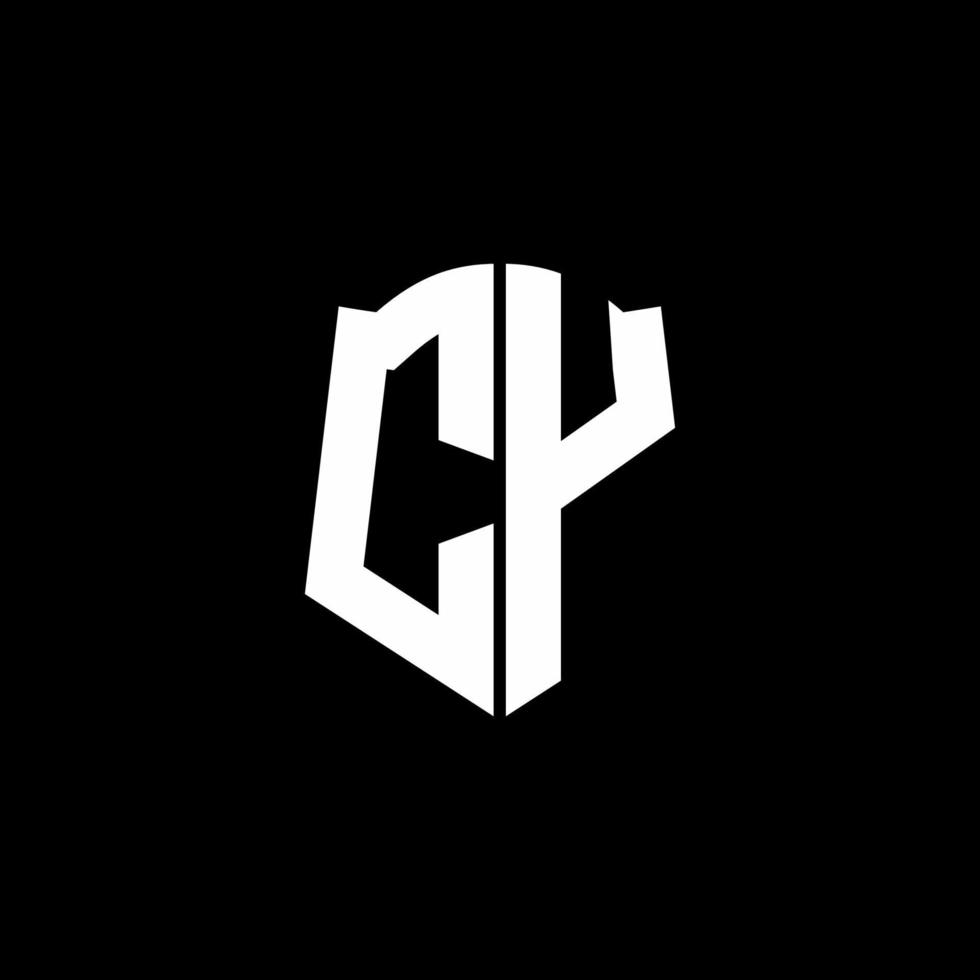 cy monogram brief logo lint met schild stijl geïsoleerd op zwarte achtergrond vector