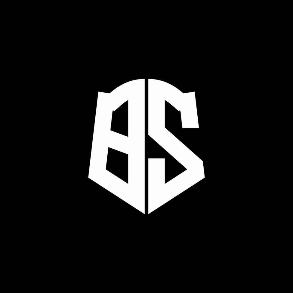 bs monogram brief logo lint met schild stijl geïsoleerd op zwarte achtergrond vector