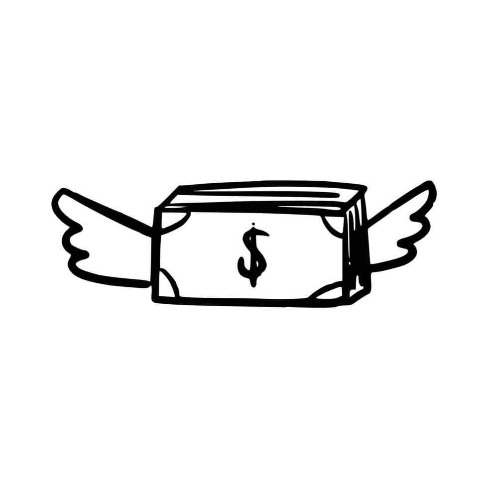 hand getekend vlieg weg dollars vector