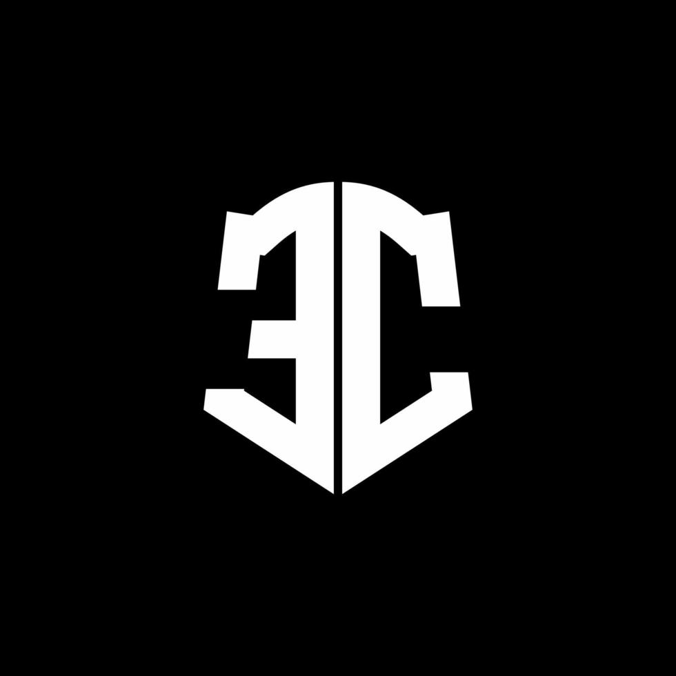 EC monogram brief logo lint met schild stijl geïsoleerd op zwarte achtergrond vector