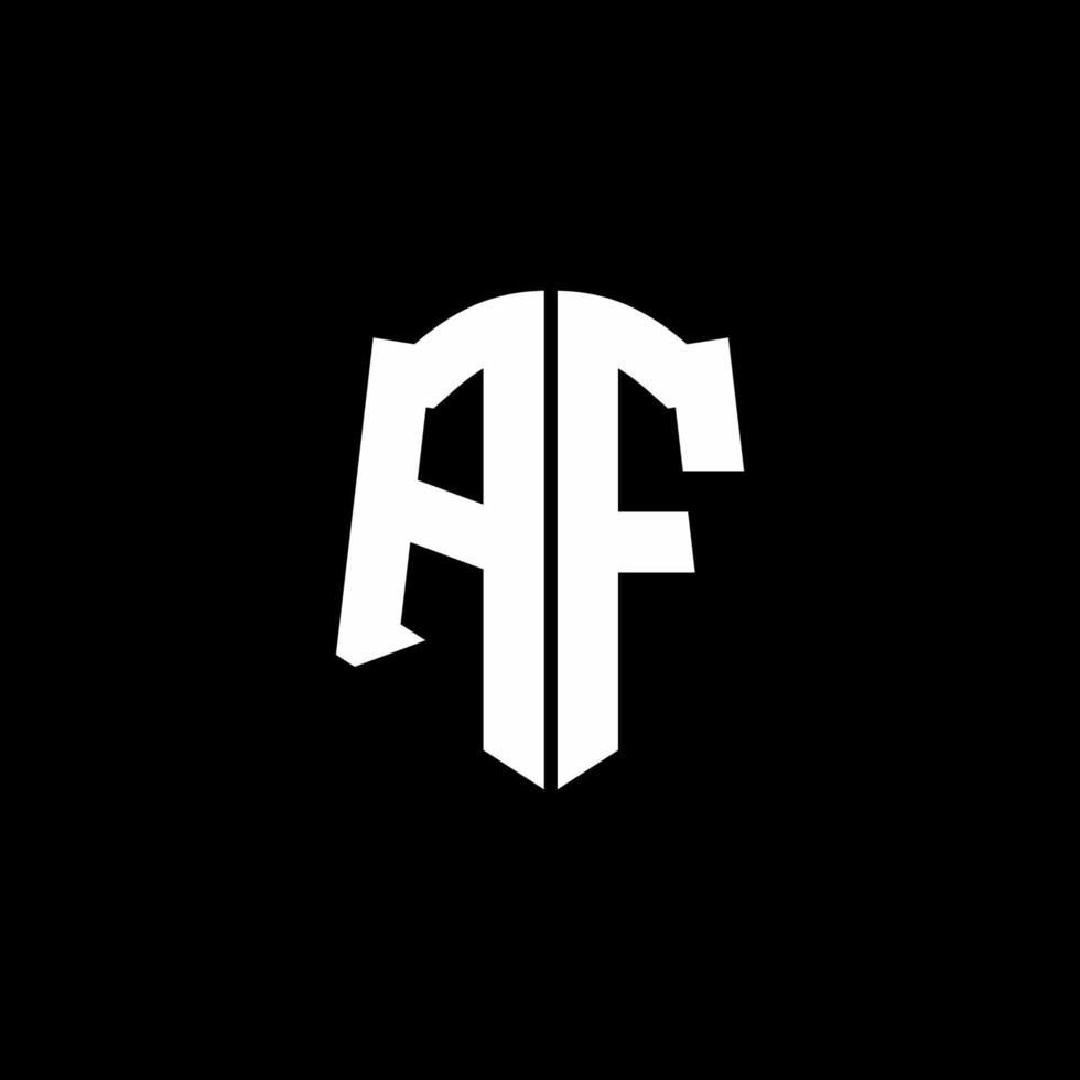 AF monogram brief logo lint met schild stijl geïsoleerd op zwarte achtergrond vector