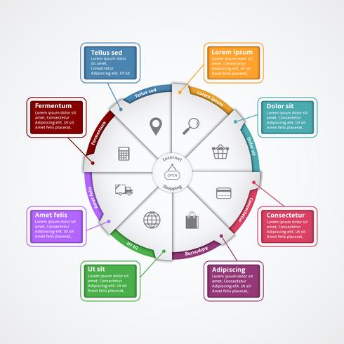 Internet winkelen papier Infographics sjabloon vector