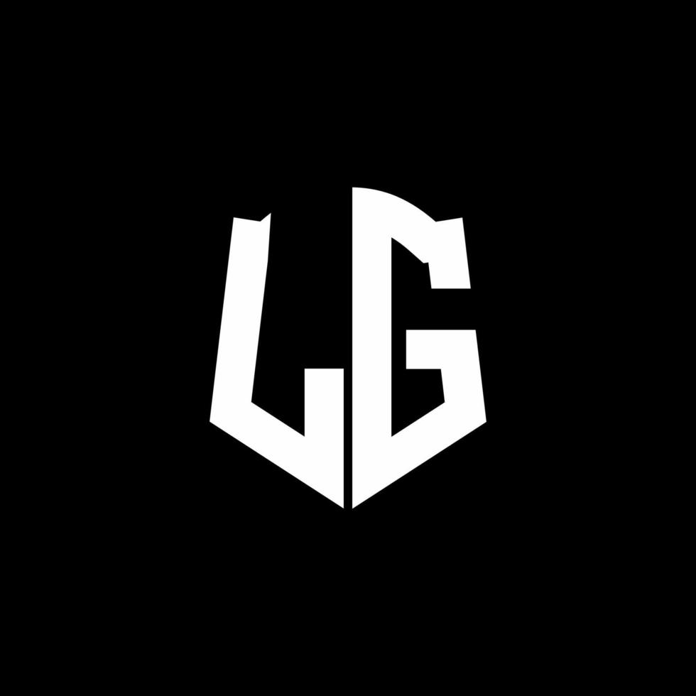 LG monogram brief logo lint met schild stijl geïsoleerd op zwarte achtergrond vector